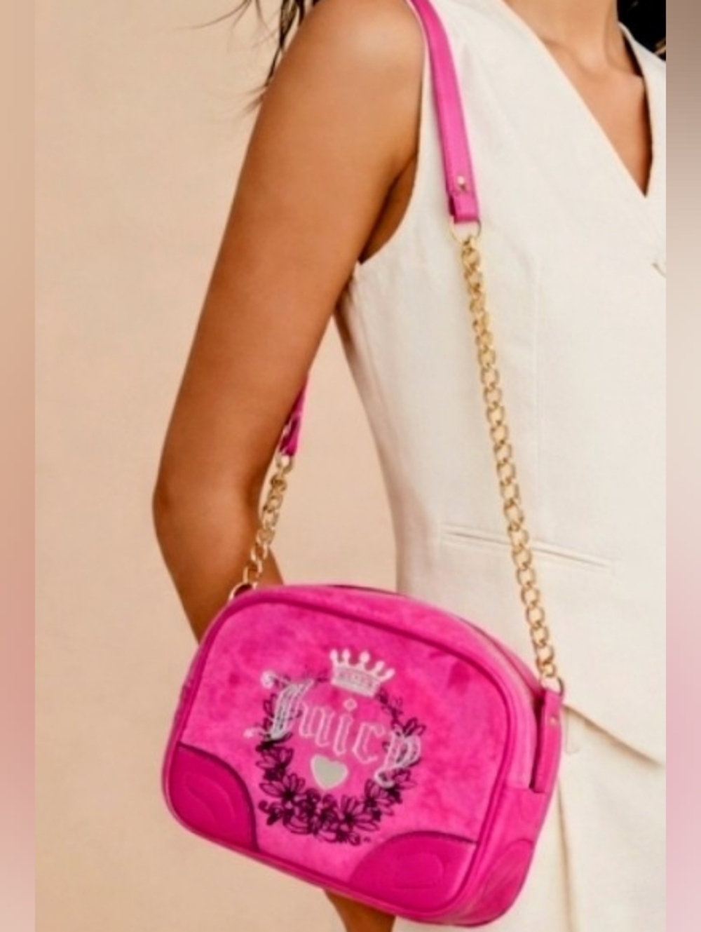 Juicy Couture Pink Velvet Crossbody Bag